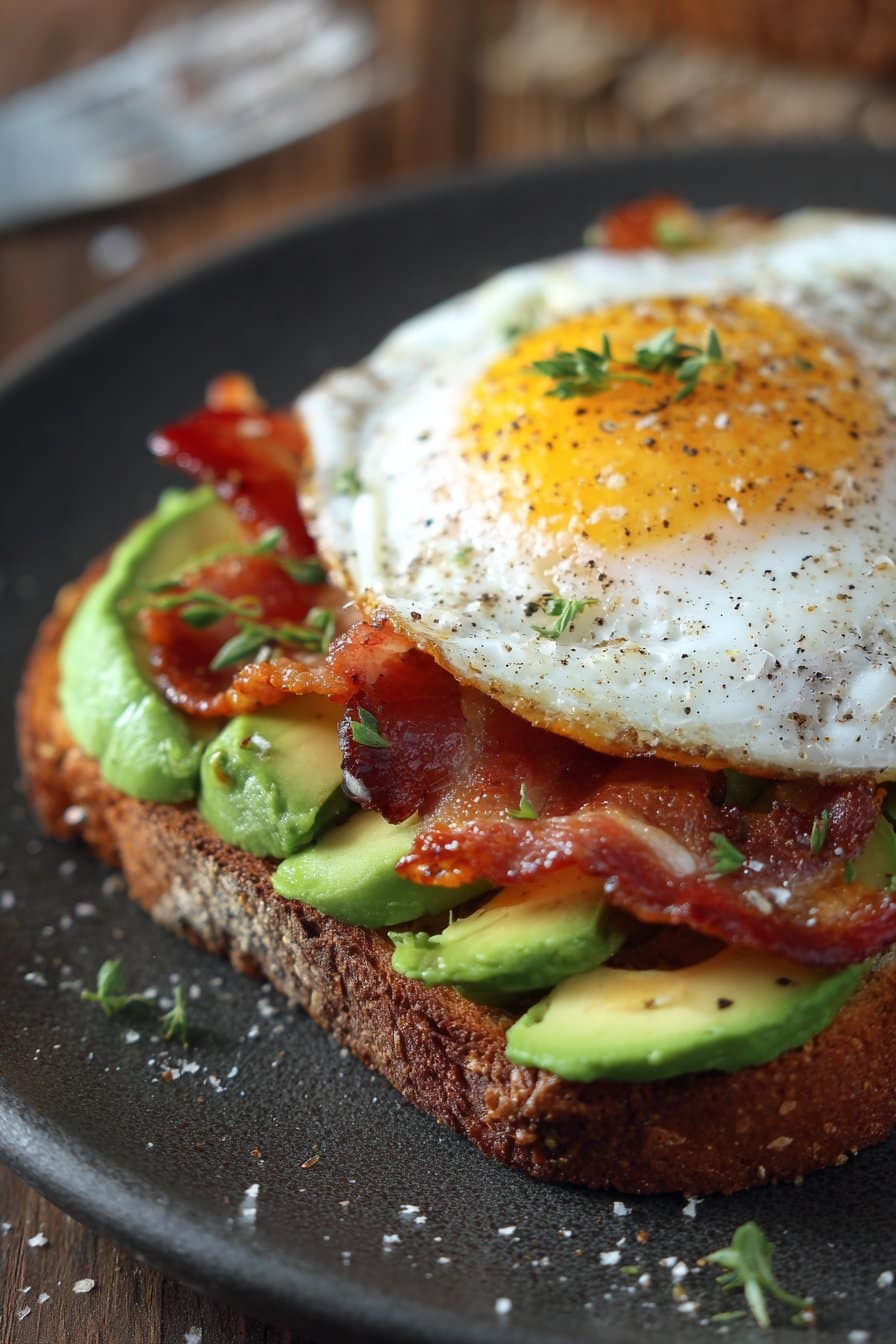 Bacon, Egg, and Avocado Toast 5 Steps Easy Delicious