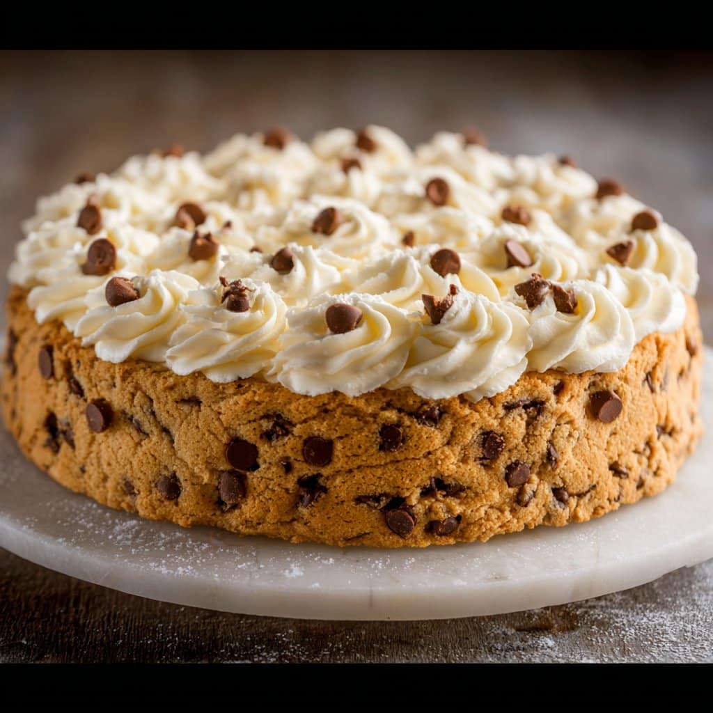 Chocolate Chip Cookie Cake with Buttercream Frosting: A Happy Mess