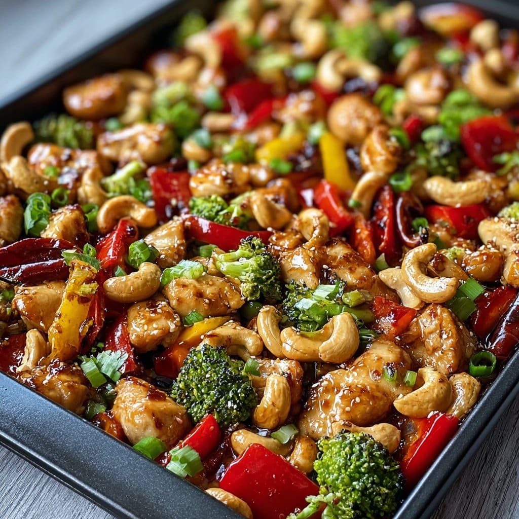 Easy Sheet Pan Cashew Chicken