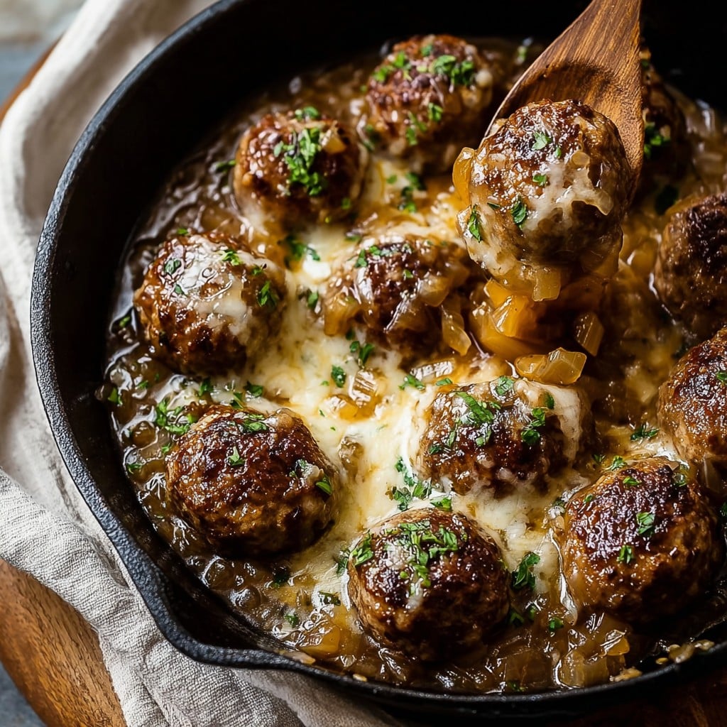 French Onion Meatballs with Savory Onion Sauce