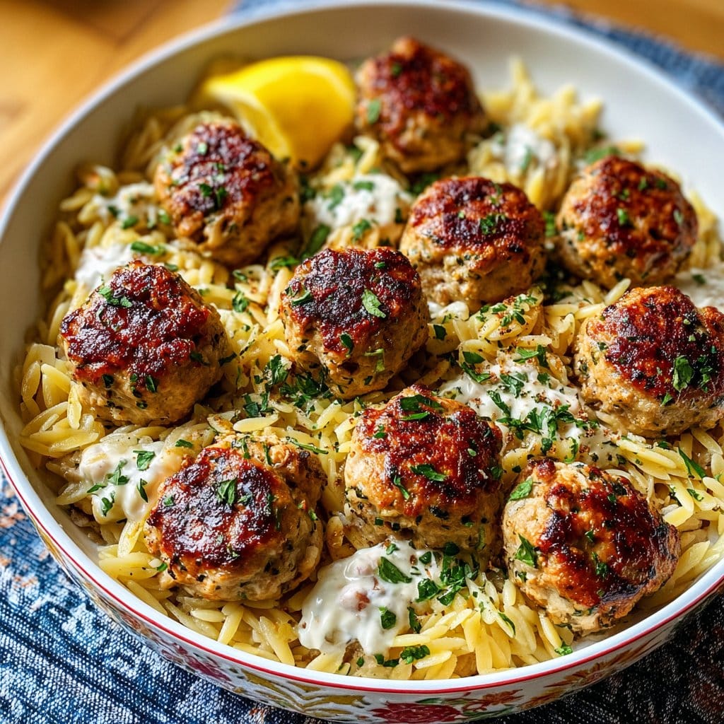 Greek Chicken Meatballs with Lemon Orzo: My Go-To Cozy Dinner