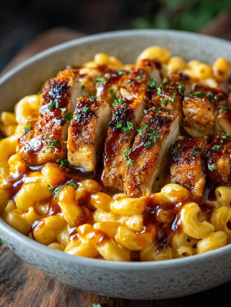 High Protein Honey BBQ Chicken Mac & Cheese