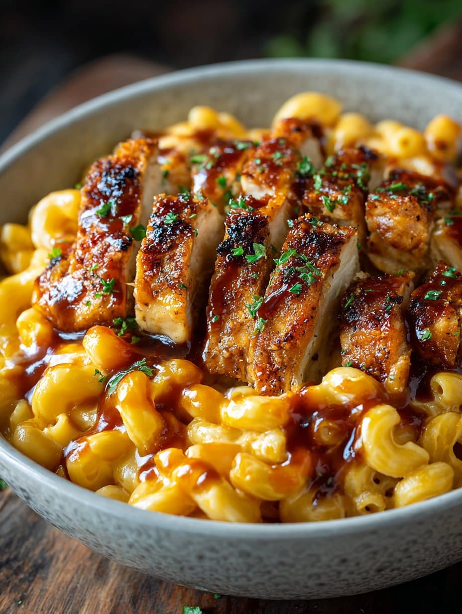 High Protein Honey BBQ Chicken Mac & Cheese