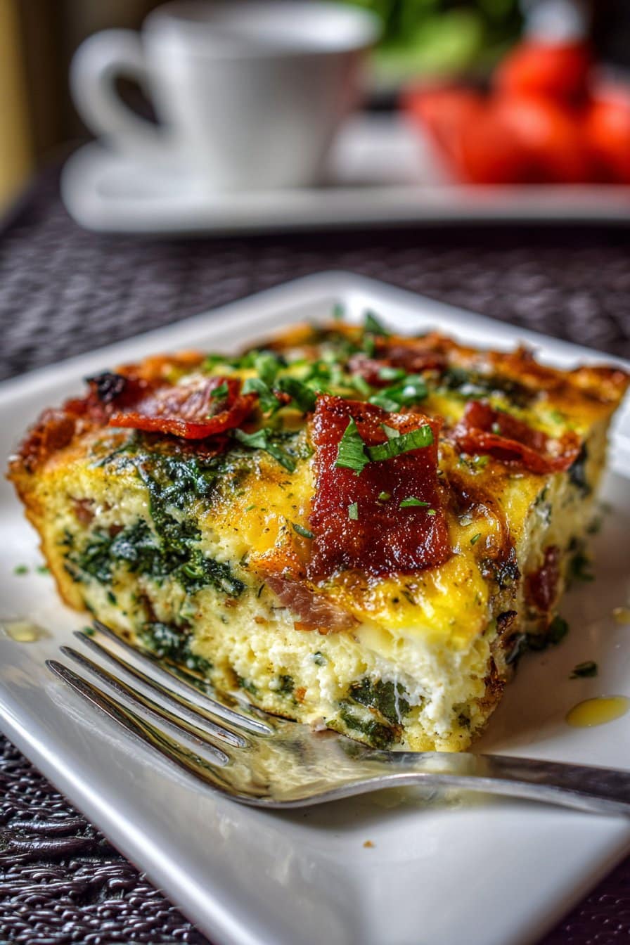 Low-Carb Bacon and Spinach Egg Casserole