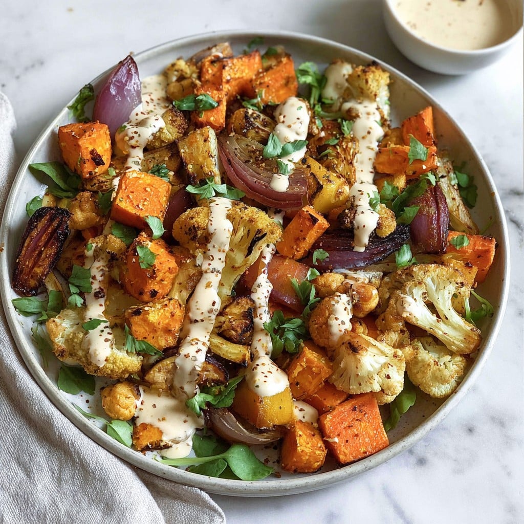 Roasted Veggie, Tahini Yogurt Sauce
