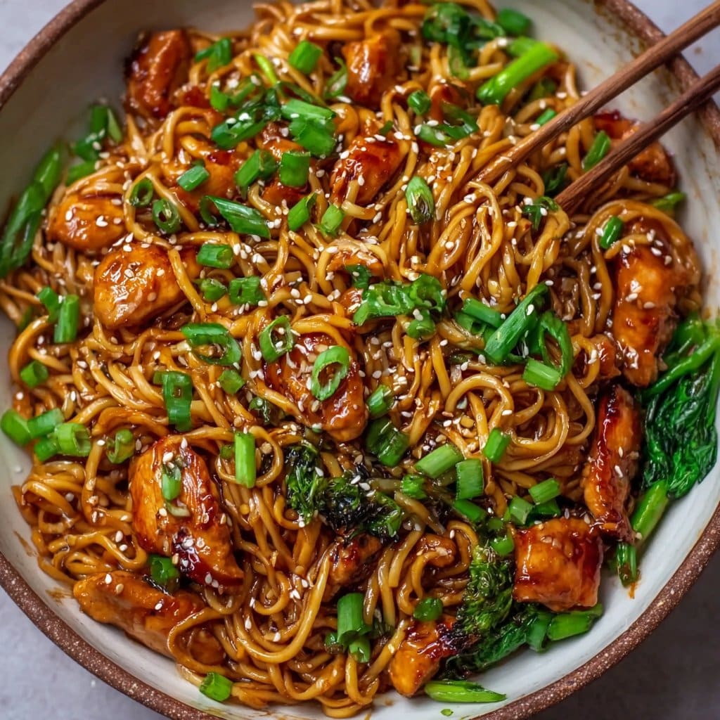 Sticky Garlic Chicken Noodles