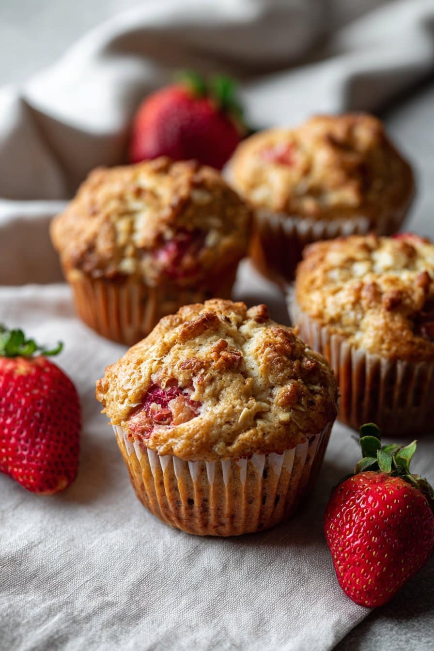 Strawberry Oatmeal Yogurt Muffins