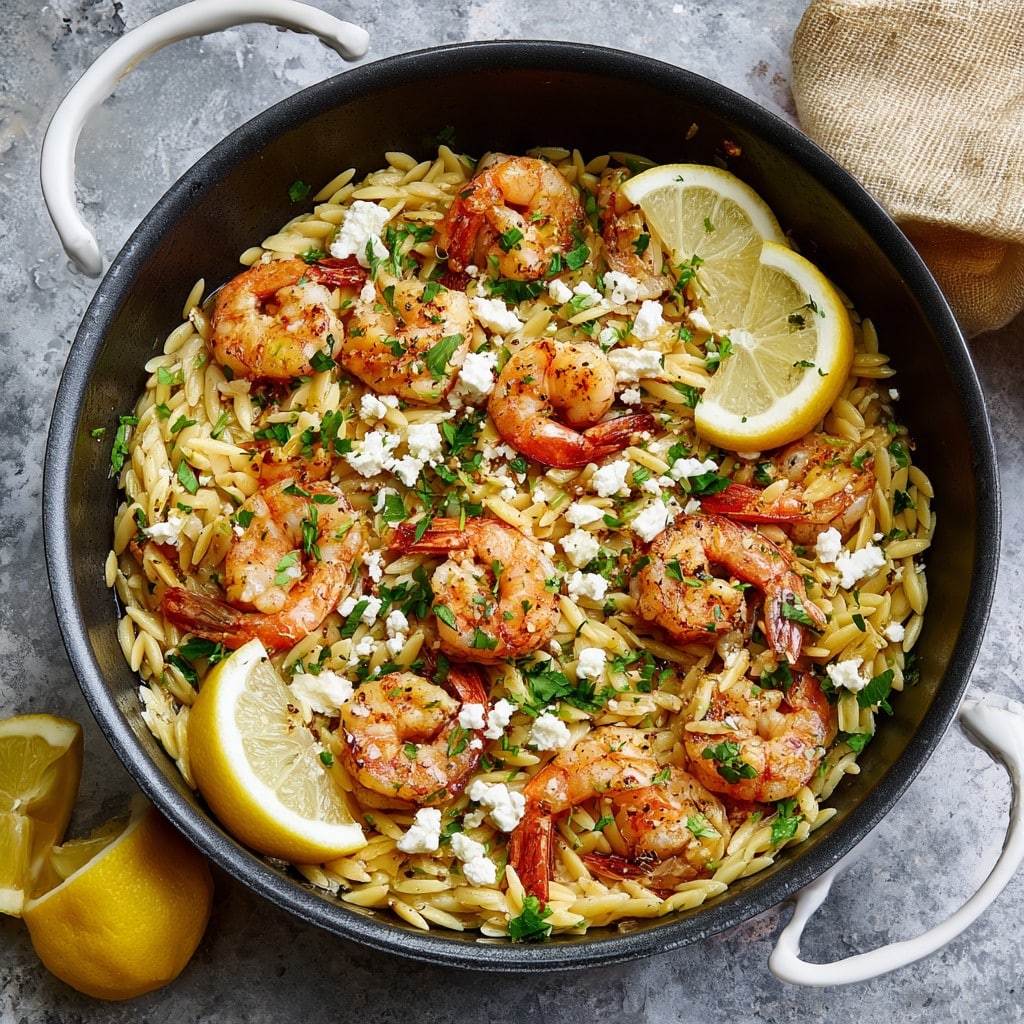 Lemon Feta Orzo Shrimp