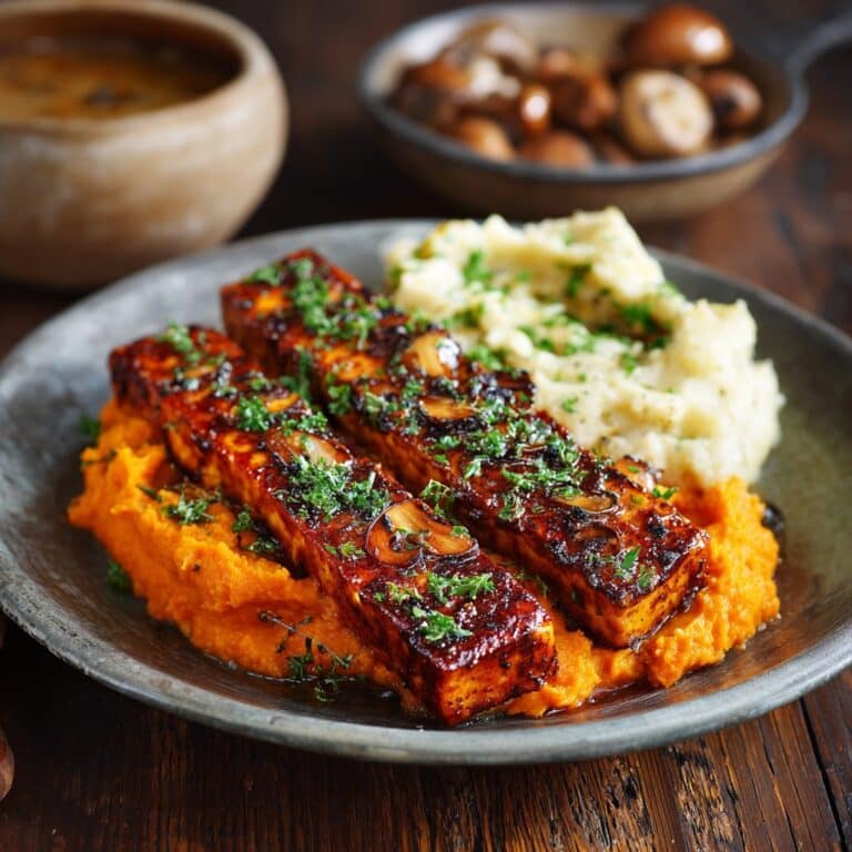 Smoky Tofu Steak with Creamy Mashed Sweet Potatoes – A Cozy Recipe