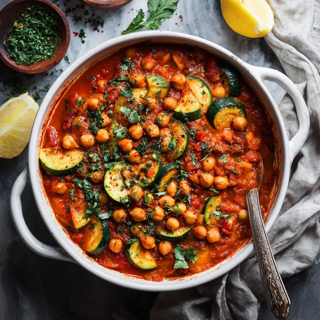 Spicy Baked Zucchini Chickpea Curry (gluten-free)