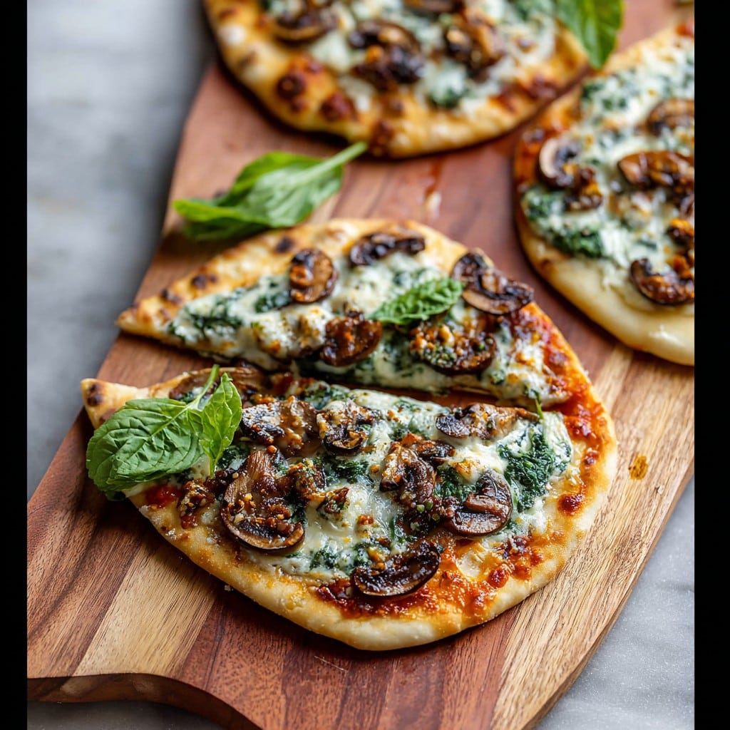 Spinach & Mushroom Naan Pizza