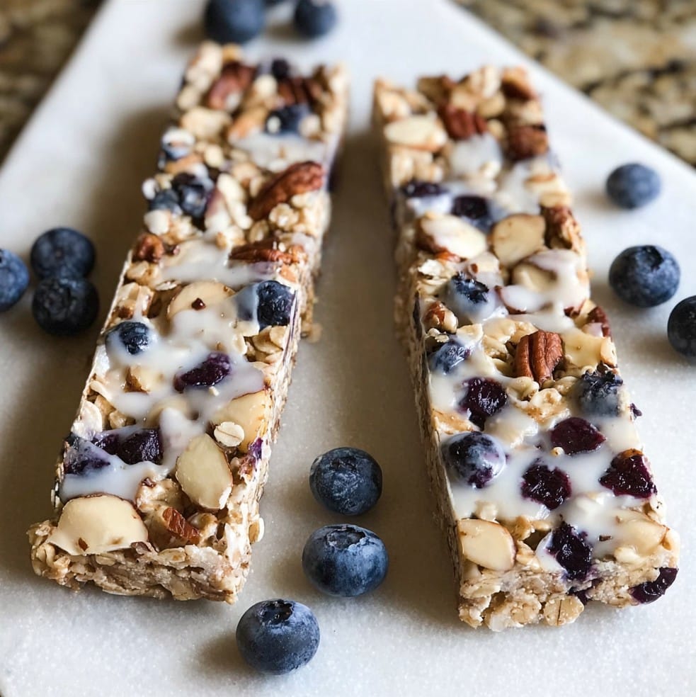 Blueberry Vanilla Greek Yogurt Granola Bars