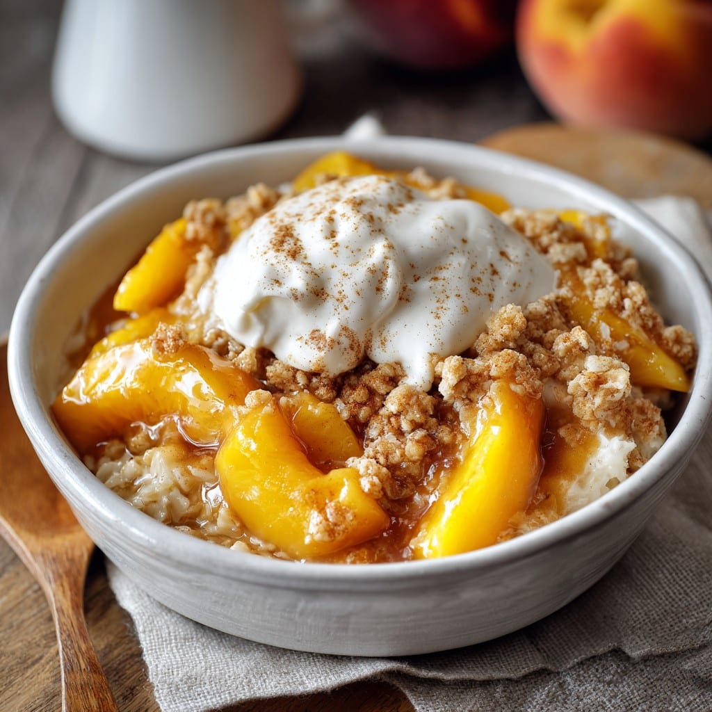Cottage Cheese Peach Cobbler Bowl