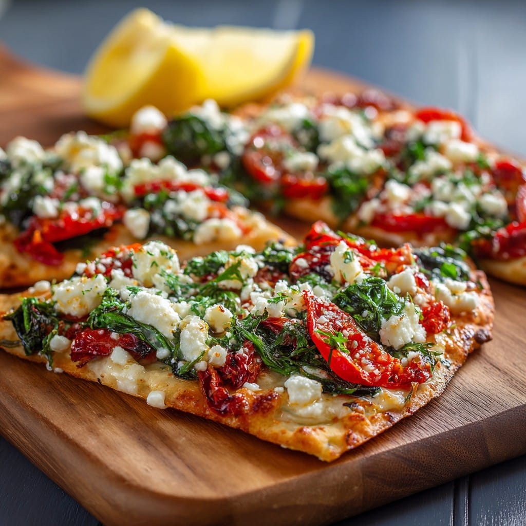 Tasty Spinach and Feta Flatbread Pizza