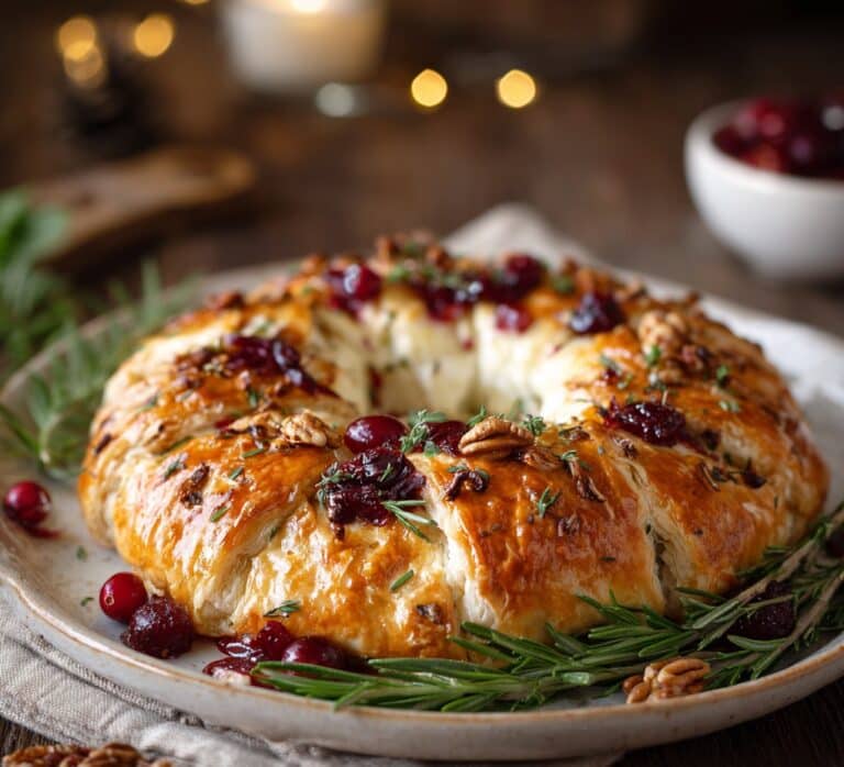 Brie Cheese and Cranberry Christmas Wreath