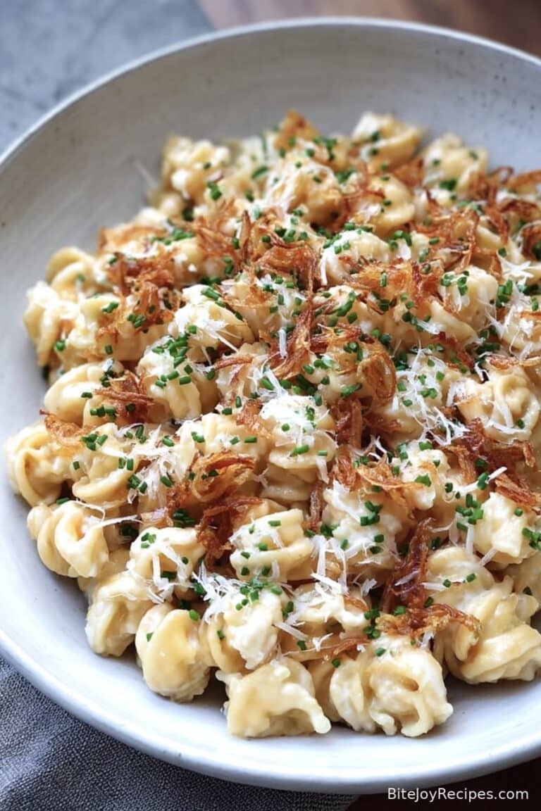 Brown Butter Miso & Roasted Garlic Radiatori with Crispy Shallots