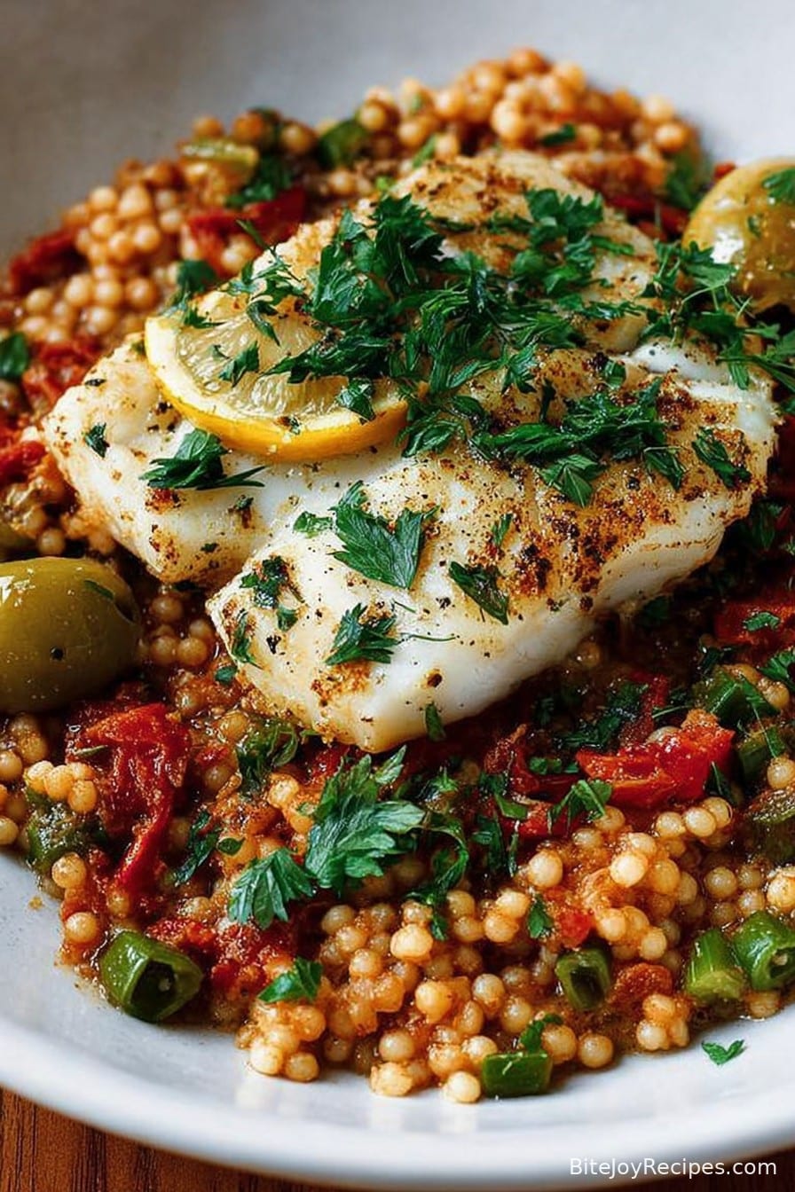 Cod And Couscous One-Pot Cod with Couscous - bitejoyrecipes.com
