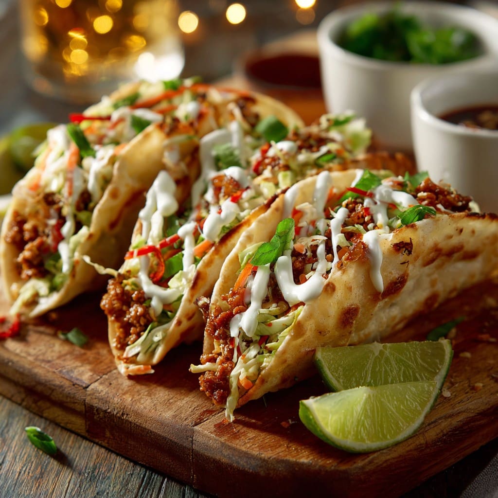 Speedy Smash Dumpling Tacos