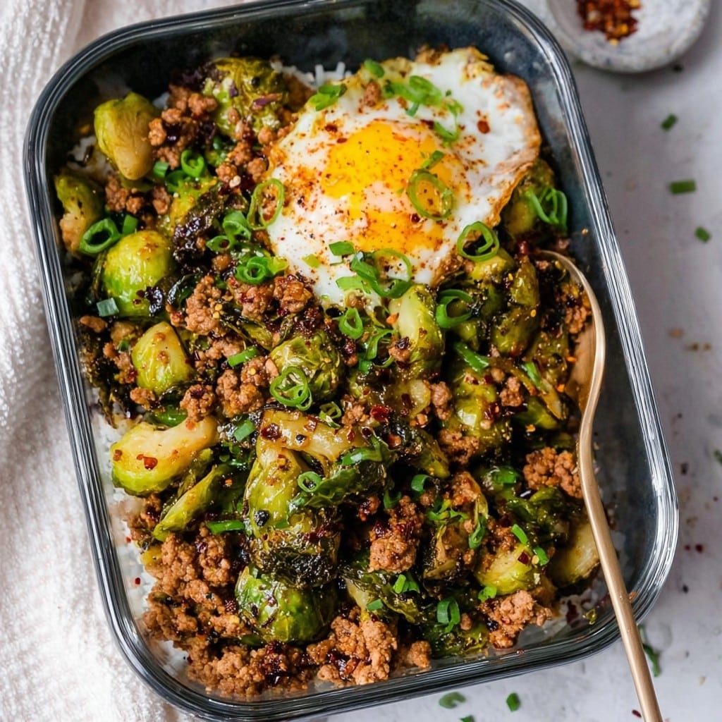 Spicy Pork Brussels Bowls