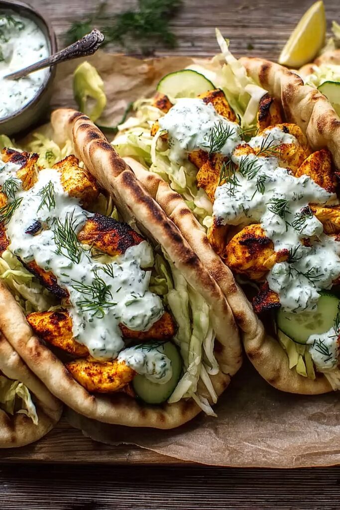 The best Sheet Pan Chicken Pitas with Herby Ranch