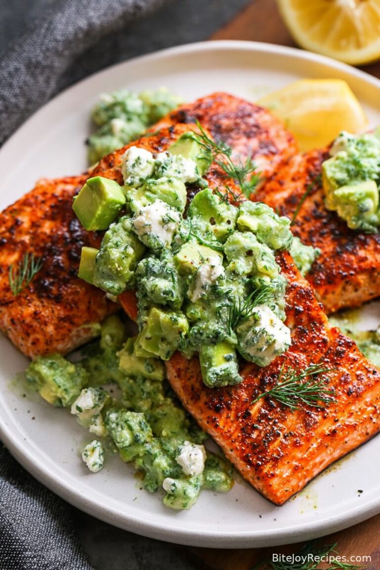Baked Salmon with Avocado & Feta