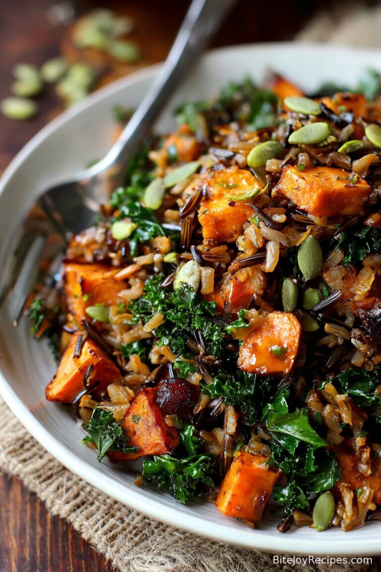 Caramelized Sweet Potato and Kale Fried Wild Rice