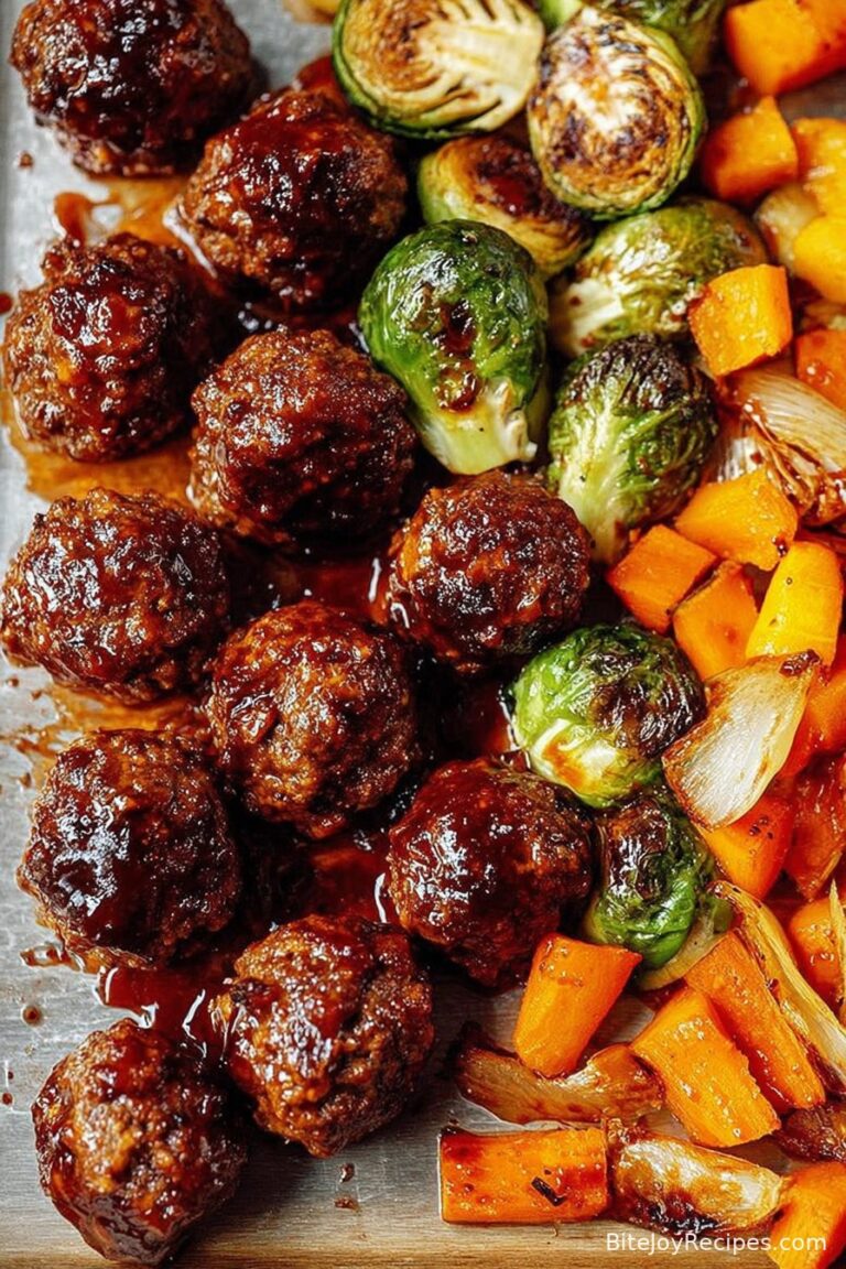 Korean BBQ Meatballs with Roasted Vegetables