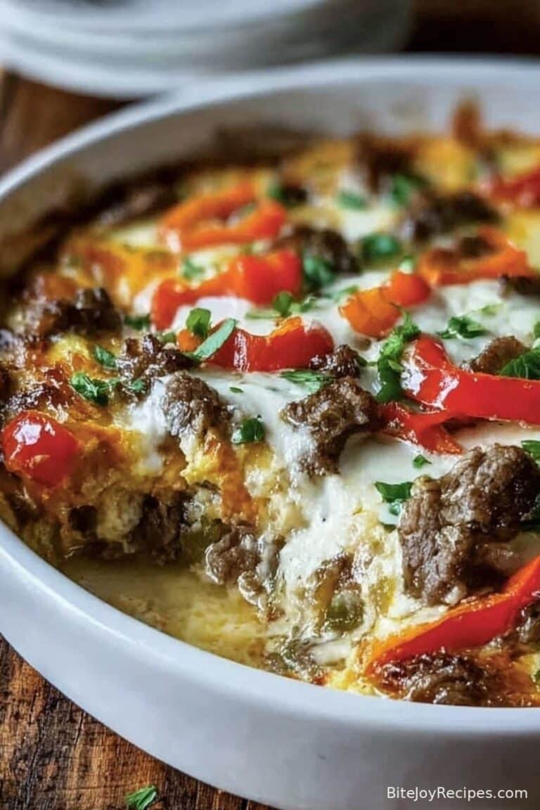Low Carb Philly Cheesesteak Casserole