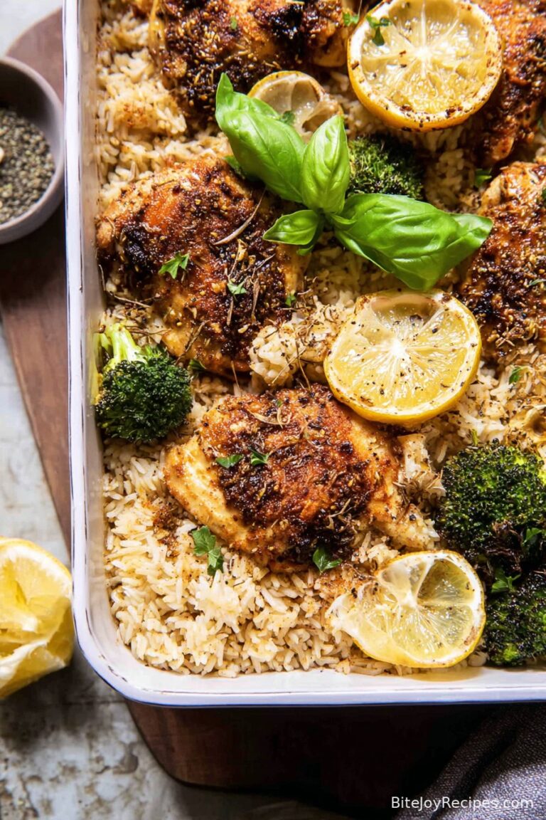 One Pan Lemon Pepper Yogurt Chicken and Rice