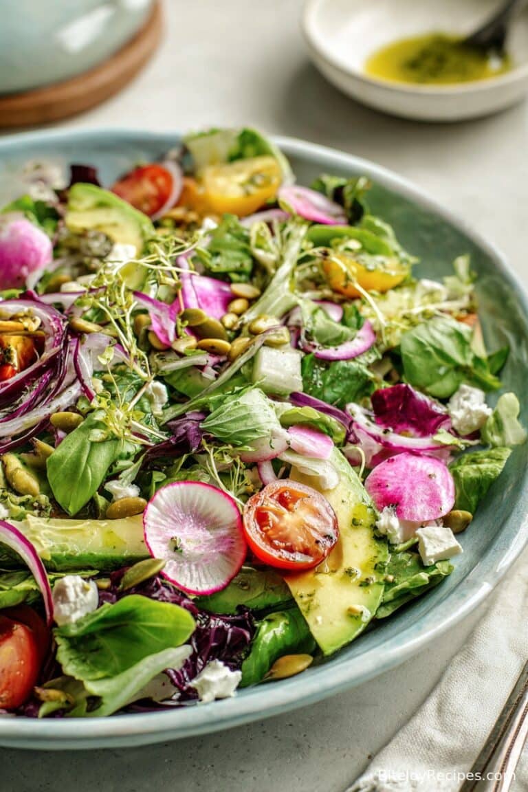Everything Spring Green Salad with Lemon Basil Vinaigrette