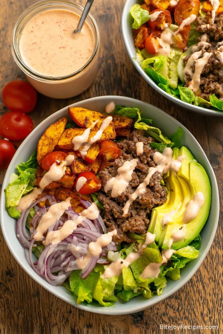 Fully Loaded Burger Bowl with “Special Sauce” (Whole30, Low Carb)